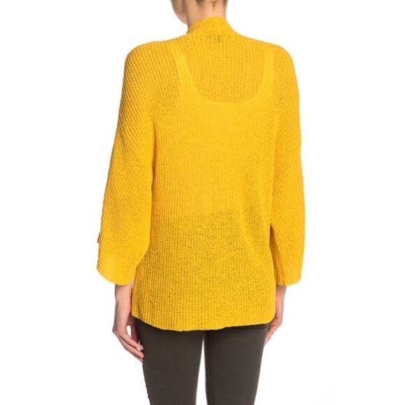 Catherine Malandrino NWT Yellow 3/4 Sleeve Open Front Slouchy Cardigan Size XS - Picture 2 of 15